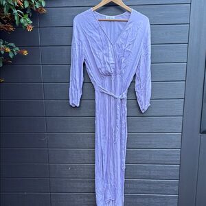 Bella Dahl Light Purple Long Sleeve Gown - Size Medium - Belted - Like New